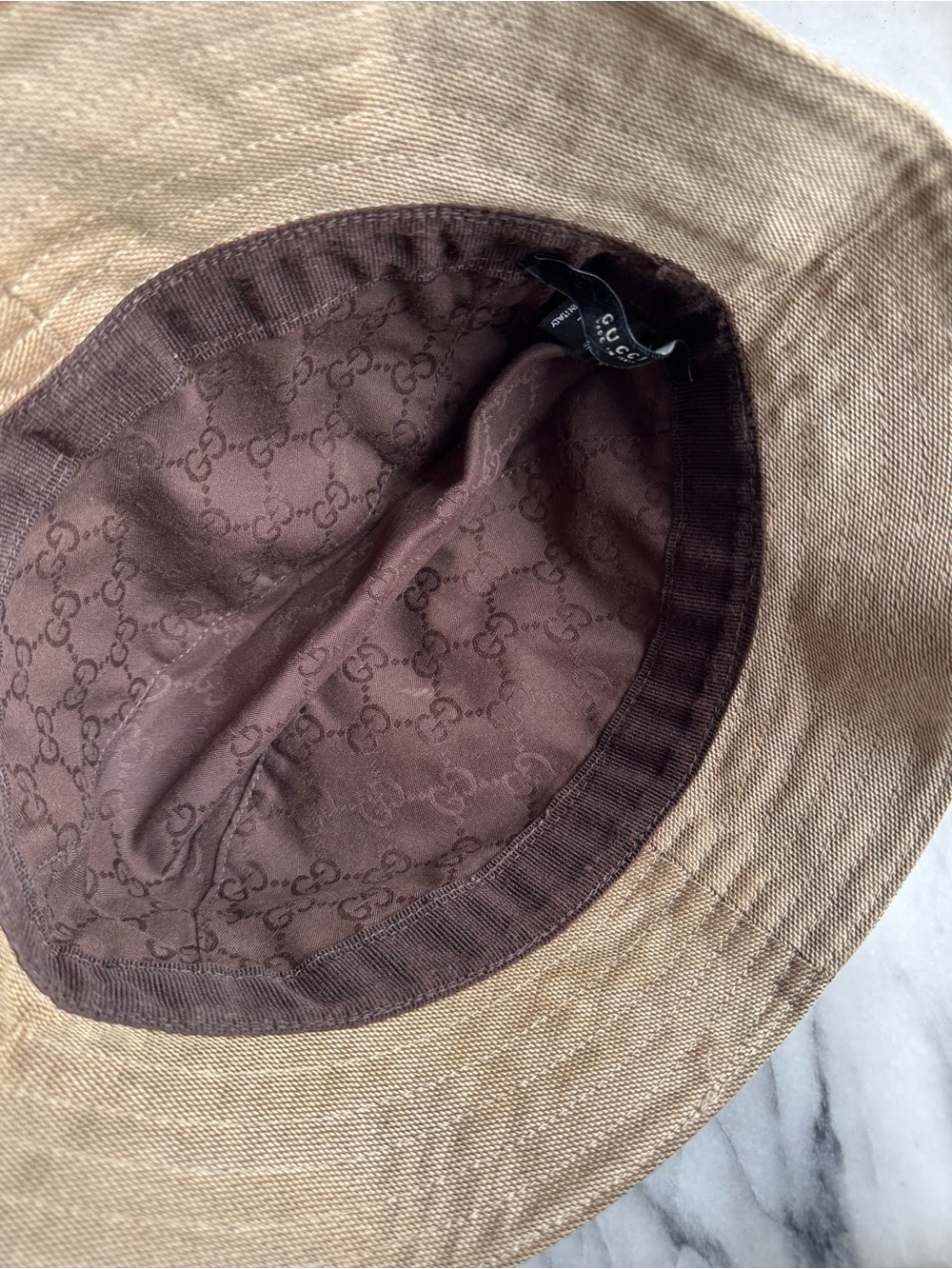 Gucci Beige Canvas Bucket Hat with Green and Red Web Stripe - Picture 3 of 7
